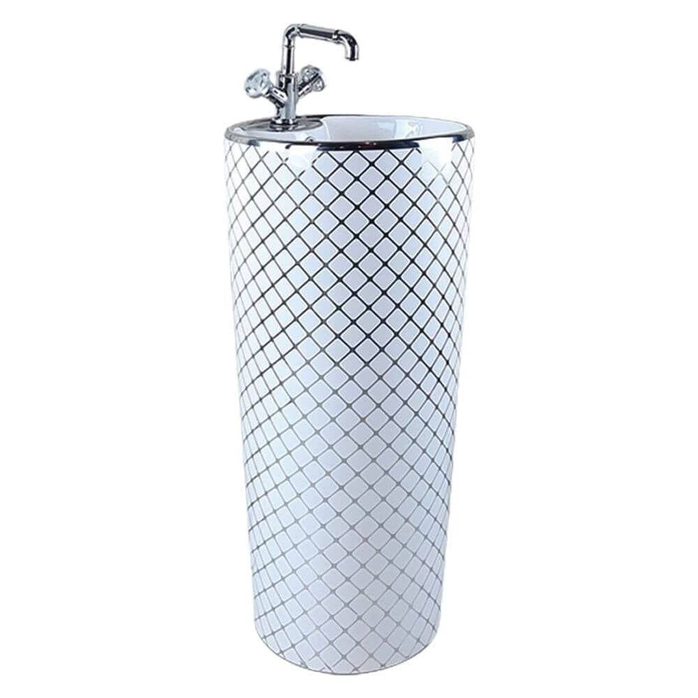 Pure Concept Geometrik Desen Krom Beyaz Monoblok Lavabo